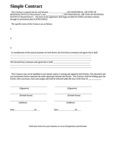 Simple Contract Template - Fill Online, Printable, Fillable, Blank | pdfFiller