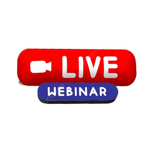 3d Live Webinar Button Stream Logo Video Conference Icon, 3d Live ...