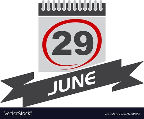 29 june calendar with ribbon Royalty Free Vector Image