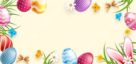 Cute Egg Pattern Easter Floral Decorative Border Background, Easter Eggs, Holiday, Festival ...