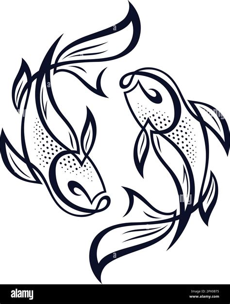 One Line Drawing of Pisces Tattoo Design Stock Vector Image & Art - Alamy