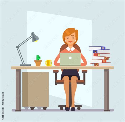 Woman office worker. Vector flat cartoon illustration Stock Vector ...