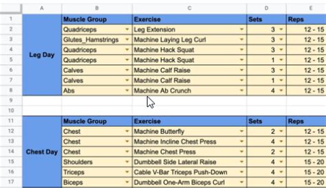 Workout Plan Template Google Sheets - Infoupdate.org