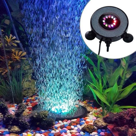 DC Round Fish Tank Aquarium Lamp Light Underwater Submersible Aquarium Bubble Light 12 LED Air ...