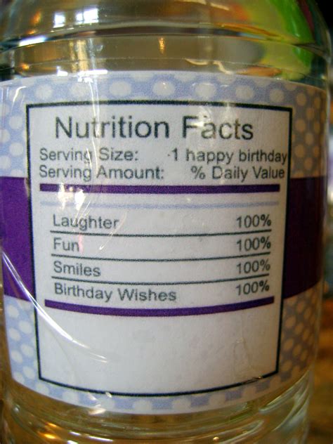 Water Bottle Label Nutrition Info | Sofia the first birthday party, First birthday parties ...