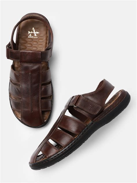 Buy Arrow Men Brown STANTON Leather Sandals - Sandals for Men 11355684 ...