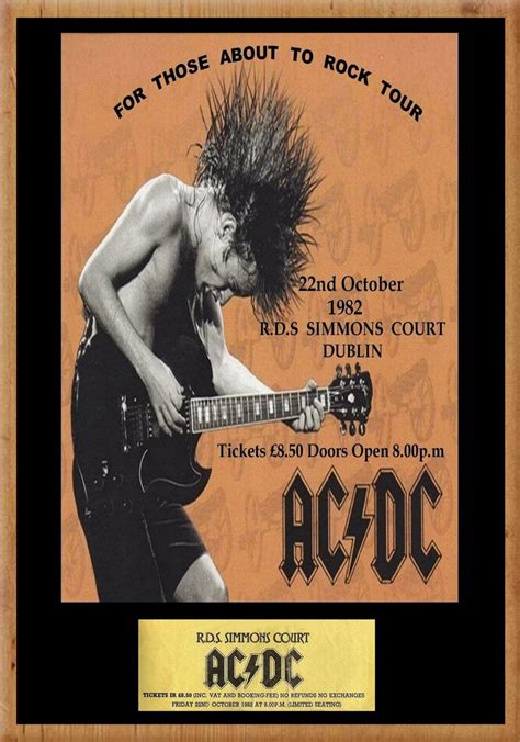 AC/DC vintage poster For Those About To Rock Tour RDS Simmons Court Dublin Ireland 1982 Rock ...