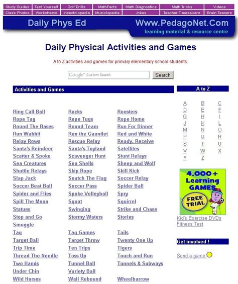 Huge long list of physical activities and games for kids, bravo to the ...