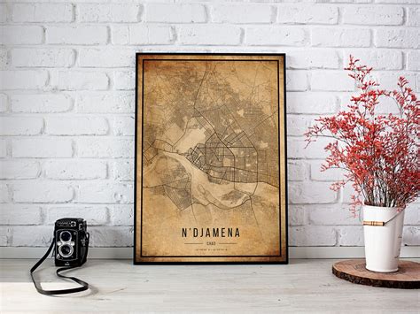 N'djamena Vintage Map Poster N'djamena Old Map - Etsy