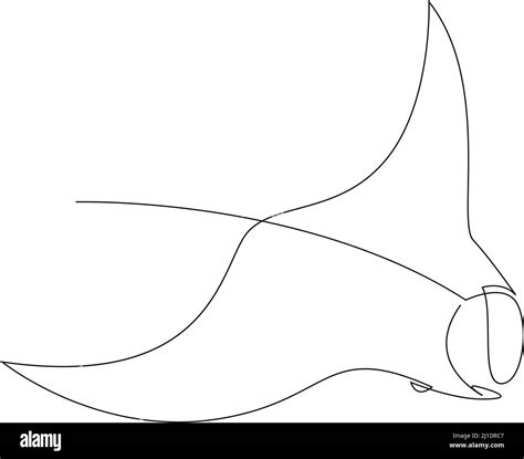 Manta ray or stingray illustration drawn by one line. Minimalist style ...