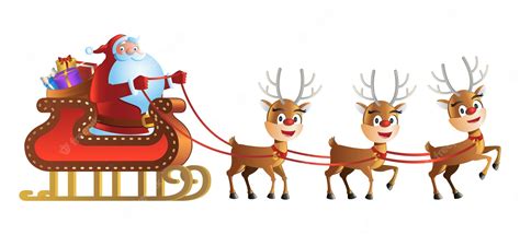 Premium Vector | Clipart of cartoon version of reindeer and santa claus in christmas