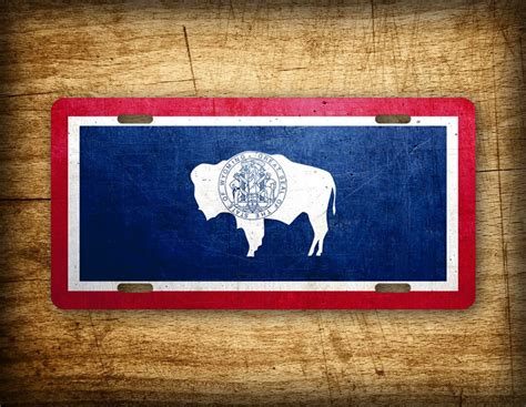 Wyoming State Flag License Plate WY Official Flag Symbol Auto Tag 6x12 ...