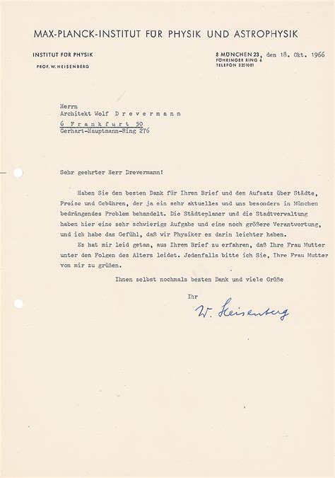 Werner Heisenberg Typed Letter Signed | RR Auction