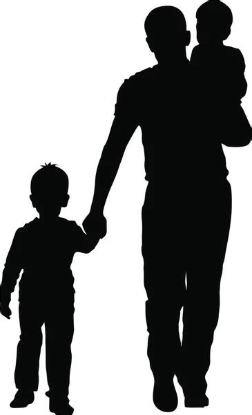 Clip Art Illustration of a Silhouette of a Boy Holding Hands with His Dad ⬇ Stock Photo, Image ...