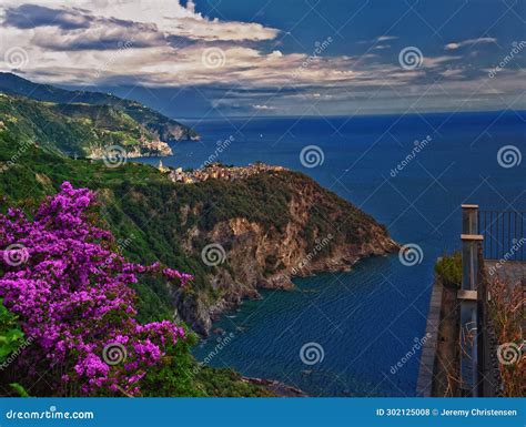 Cinque Terre Views from Hiking Trails of Seaside Villages Italian Riviera Coastline. Summer 2023 ...