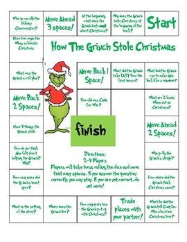 Print and Play The Grinch comprehension board game! All you need are dice and playing pieces ...