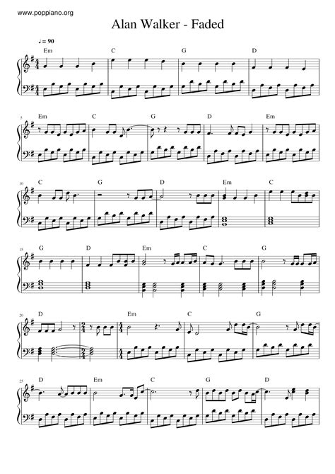 Alan Walker-Faded Sheet Music pdf, - Free Score Download ★