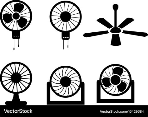 Set of fan icons in silhouette style Royalty Free Vector