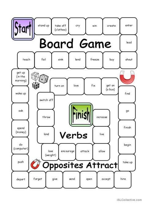 Board Game - Opposites Attrac…: English ESL worksheets pdf & doc