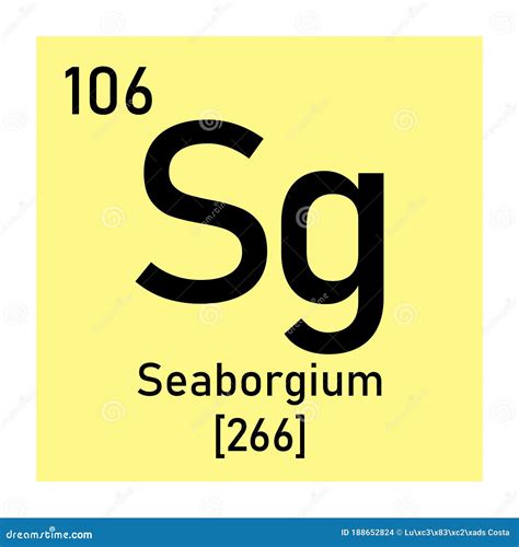 Seaborgium Sg Chemical Element. Seaborgium Sign With Atomic Number. Chemical 106 Element Of ...