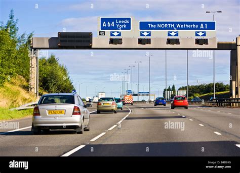 Driving on the A1 M, a UK motorway in England, UK Stock Photo: 19959340 - Alamy