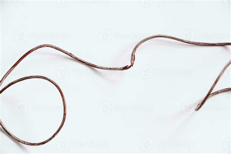 Broken torn wire on white background. 23502727 Stock Photo at Vecteezy