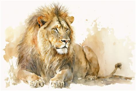 Lion Watercolor Painting