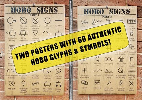 2pc. Hobo Signs Poster Set - Authentic, Historic Hobo Glyphs and ...