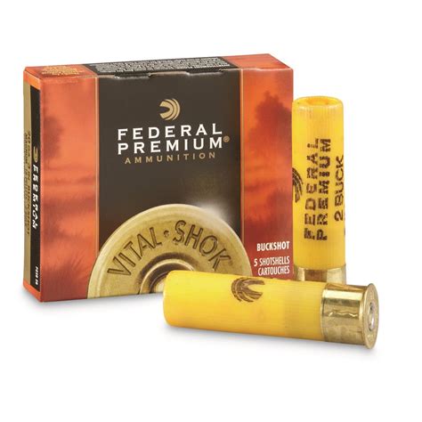 Federal Premium, 20 Gauge, 3" 18 Pellets 2 Buck Buckshot, 5 Rounds ...