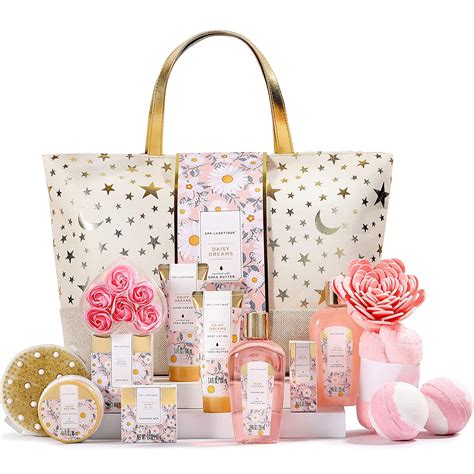 Spa Body Care Set for Women, Daisy Dreams Bath Gift Basket, 15 Pcs ...