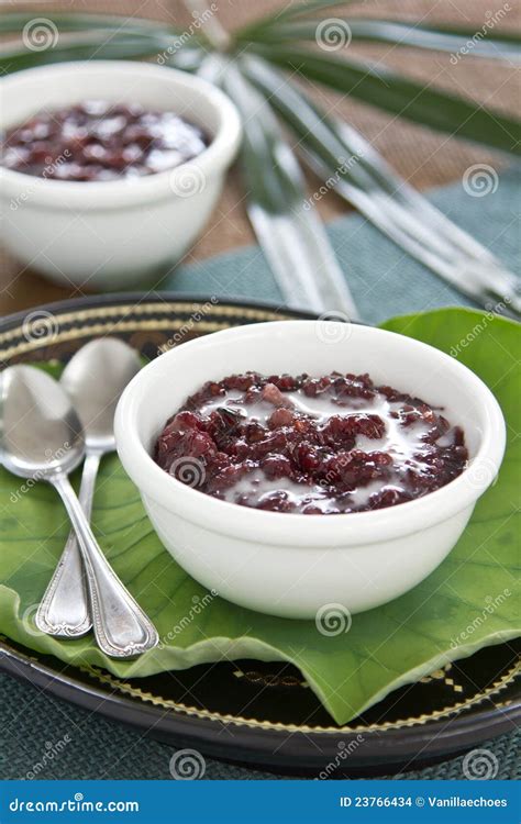 Black Sticky Rice With Coconut Milk [Thai Dessert Stock Photo - Image of healthy, gourmet: 23766434