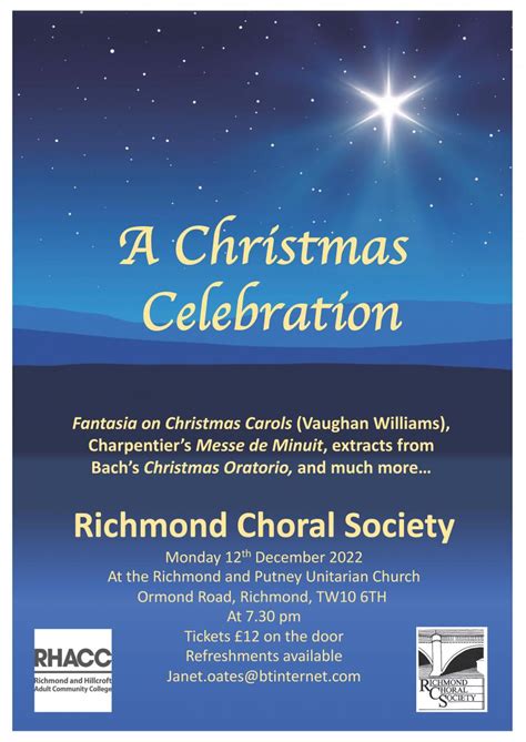 Richmond Choral Society - A Christmas Celebration | RHACC | Richmond | London UK