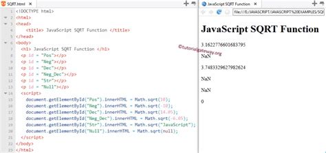 JavaScript SQRT Function