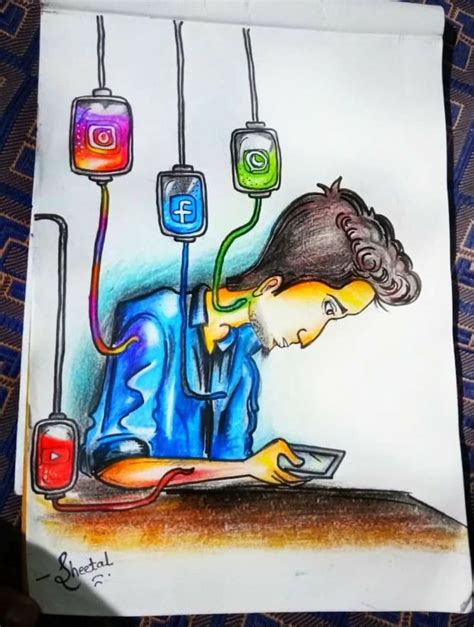 Take break from Social media!📵 | Meaningful drawings, Social media art ...