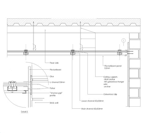 Steel slab: suspended ceiling DWG CAD Detail Free Download