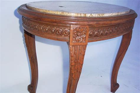 Oval Marble Top Table w/ Wood Base & Cabriole Legs For Sale | Antiques.com | Classifieds