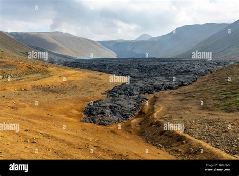 Flow of lava of Fagradalsfjall volcano in Iceland Stock Photo - Alamy