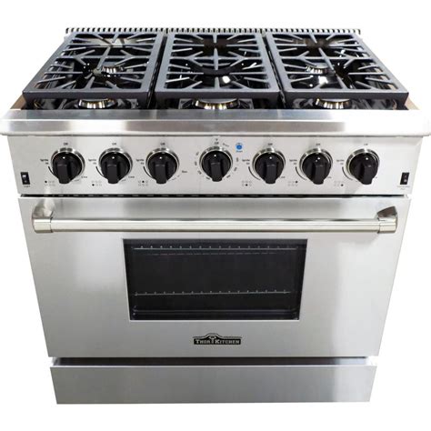 Thor Kitchen 36 in. 5.2 cu. ft. 6 Burner Gas Range in Stainless Steel-HDM3601U - The Home Depot