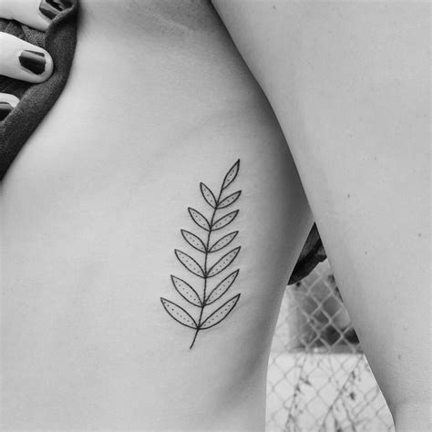 simple fern illustration rib tattoo by Carrie Metz-Caporusso Mini Tattoos, Cute Tattoos, Simple ...