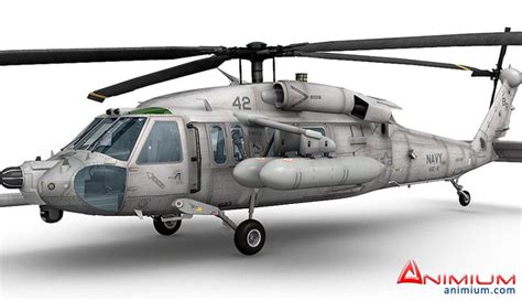 MH-60 Black Hawk helicopter 3d model with Cockpit