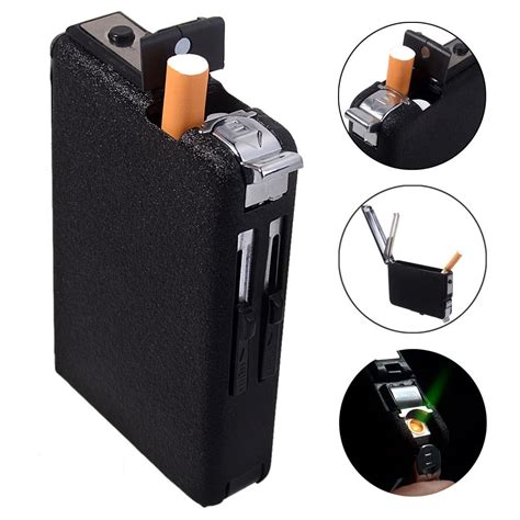 2 in 1 Cigarette Case & Lighters Metal Box Holder Windproof Flame Fire ...