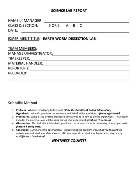 Worm Dissection Lab Report