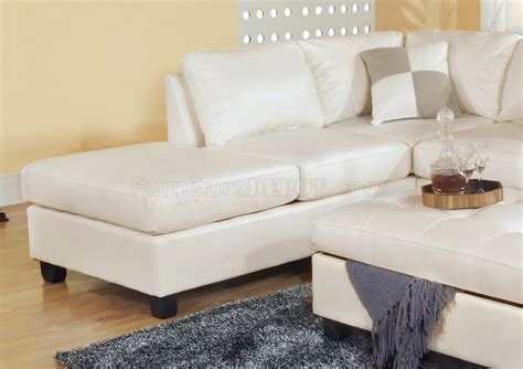 White Bonded Leather Modern Sectional Sofa w/Storage Ottoman