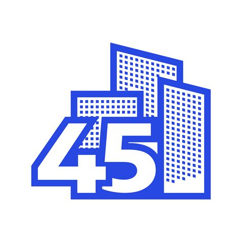 number 45 with building logo design vector graphic symbol icon ...