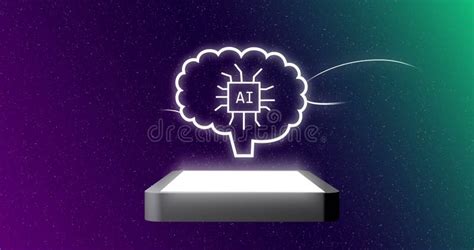 Animation of Tablet Screen with Digital Brain with Ai Text Stock Footage - Video of display ...