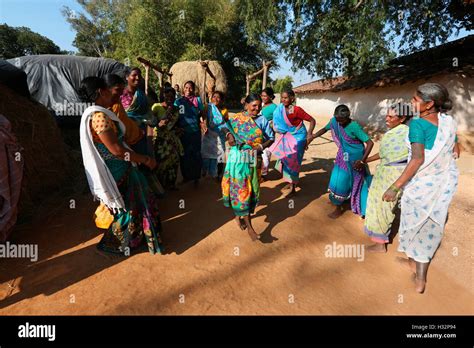 Tribal People Performing Karma Dance, ORAON TRIBE, Purkela Village, Taluka Lundra, District ...