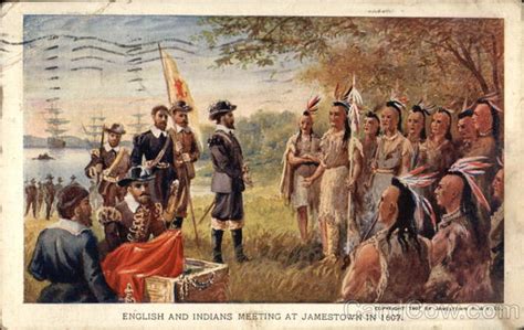 English and Indians meeting at Jamestown in 1607 1907 Jamestown Exposition