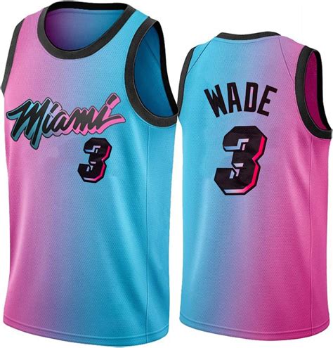 Amazon.com: Wade Jersey,Men's Miami 3# Gradient Version Basketball ...