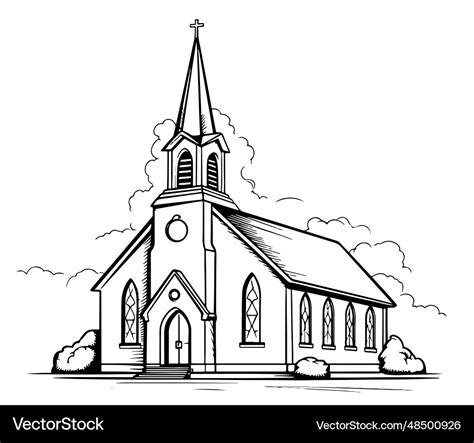 Old church sketch hand drawn Royalty Free Vector Image