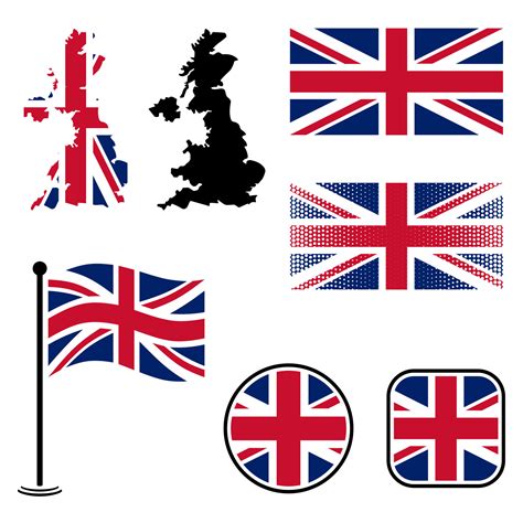 United kingdom flags and maps set 15733792 Vector Art at Vecteezy